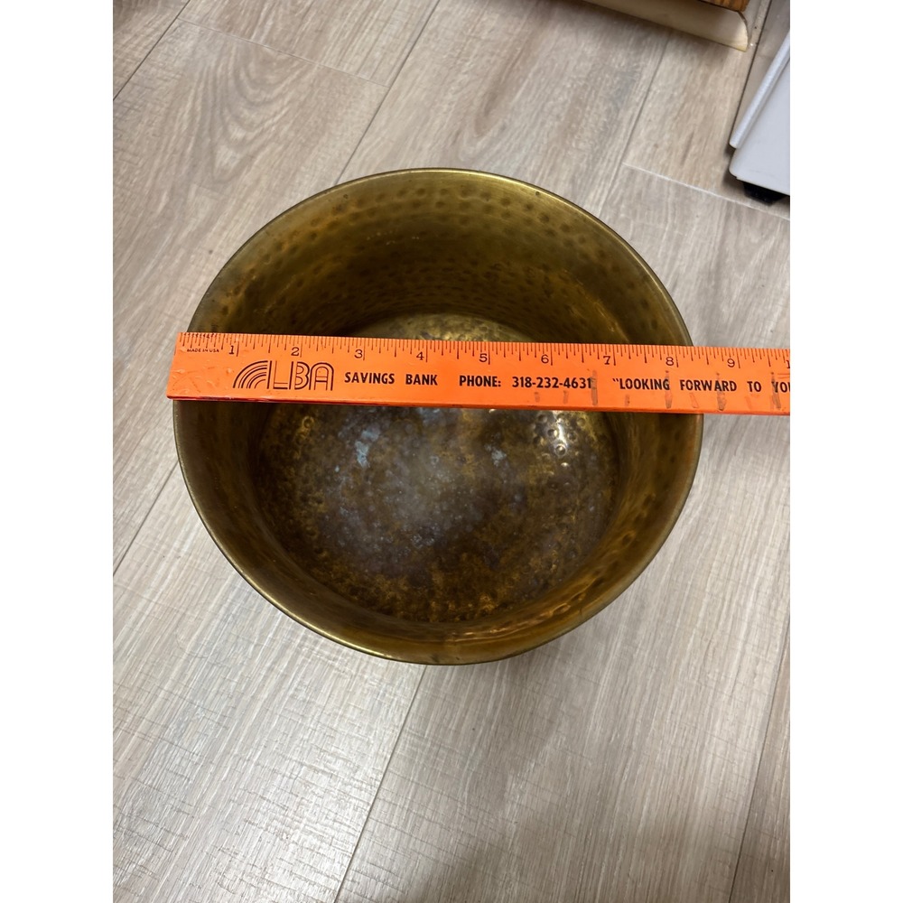Vintage Hammered Brass Pot Planter Bowl Decorative Centerpiece - Picture 5 of 5